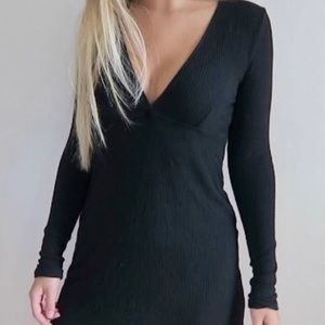 Brandy Melville Black Sweater V-Neck Dress